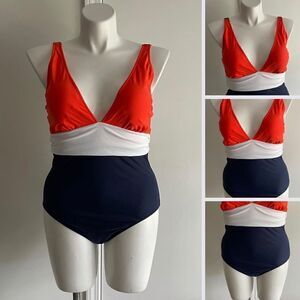 Orange & Blue One Piece Swimsuit, Size XXL, Cupshe